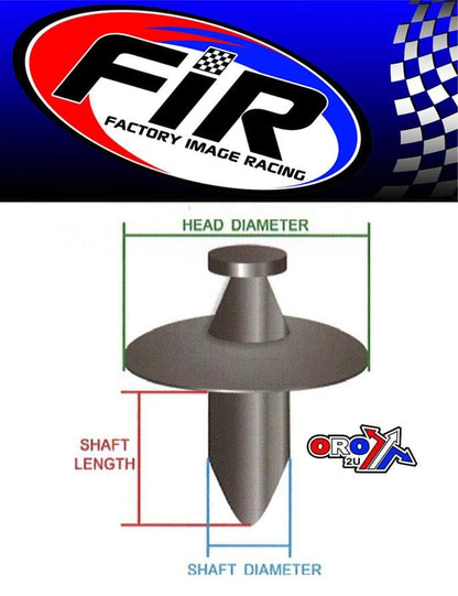 PACK-10 PLASTIC CENTER PUSH FENDER CLIPS RIVETS, 8mm x 20mm x 22mm