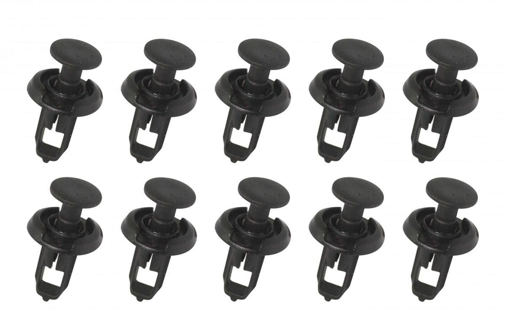 PACK-10 PLASTIC CENTER PUSH FENDER CLIPS RIVETS, 8mm x 20mm x 25mm