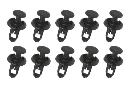 PACK-10 PLASTIC CENTER PUSH FENDER CLIPS RIVETS, 8mm x 20mm x 25mm