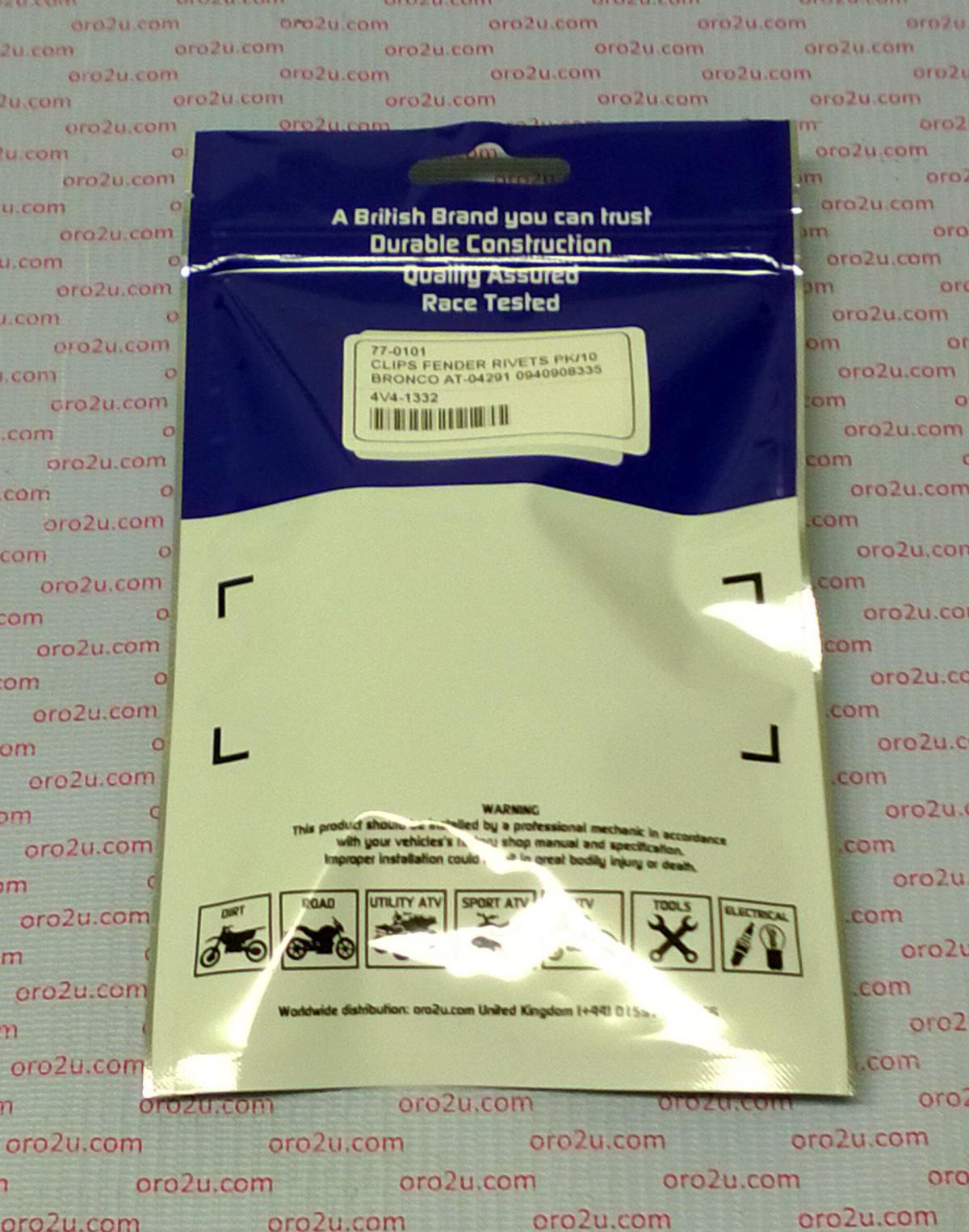 PACK-10 PLASTIC CENTER PUSH FENDER CLIPS RIVETS, 8mm x 20mm x 25mm