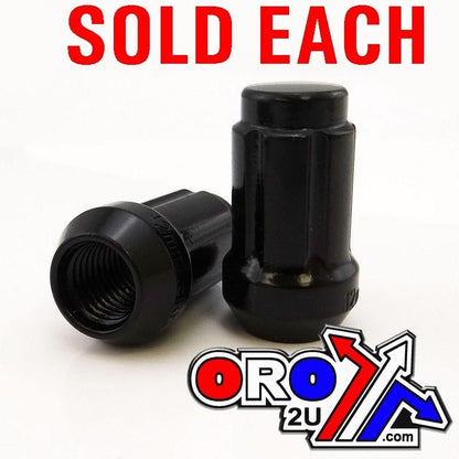 LUG NUT M12-1.5 BEV/SPLINED, LUGP-10B BEVELED BLACK