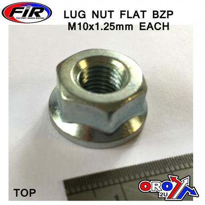 LUG NUT M10x1.25 FLAT OPEN, LUG4 STEEL OEM OPEN END