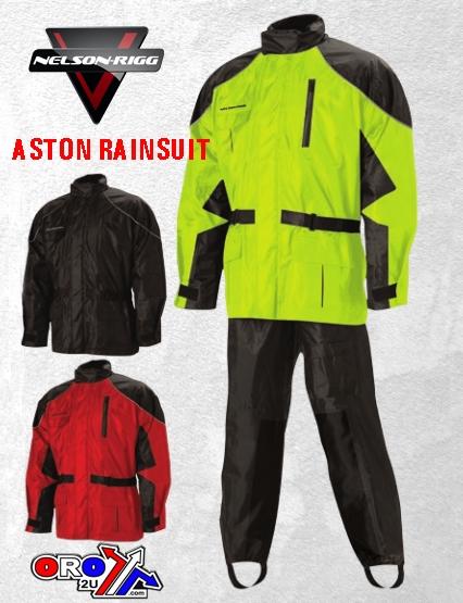 ASTON RAINSUIT BK/RD MEDIUM, NELSON-RIGG BLACK/RED, AS-3000-RED-02-MD