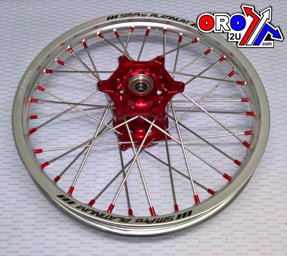 19x2.15 WHEEL HON SILVER/RED, MX-9121 RIM SILVER, HUB RED, SP04703815003 MATT RIM MX-9121