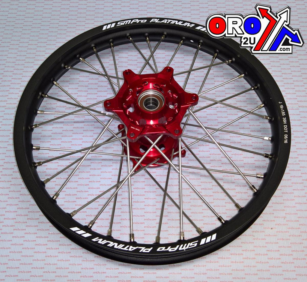19x1.85 WHEEL HON BK MATT/RED, MX-9010 BK RIM / RED HUB, SP01203825199 MATT RIM