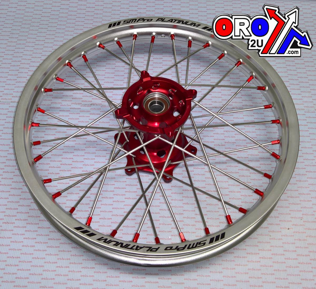 19x1.85 WHEEL HON SILVER/RED, MX-9011 SILVER RIM, RED HUB, SP01203825003 MATT RIM