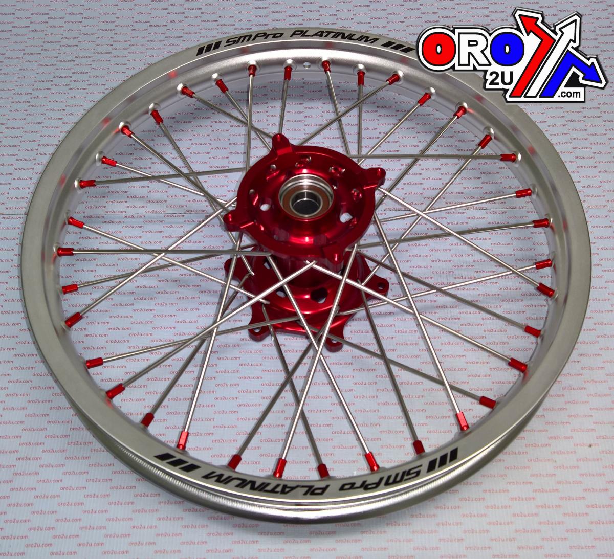 19x1.85 WHEEL HON SILVER/RED, MX-9111 SILVER RIM, RED HUB, SP04703825003 MATT RIM.