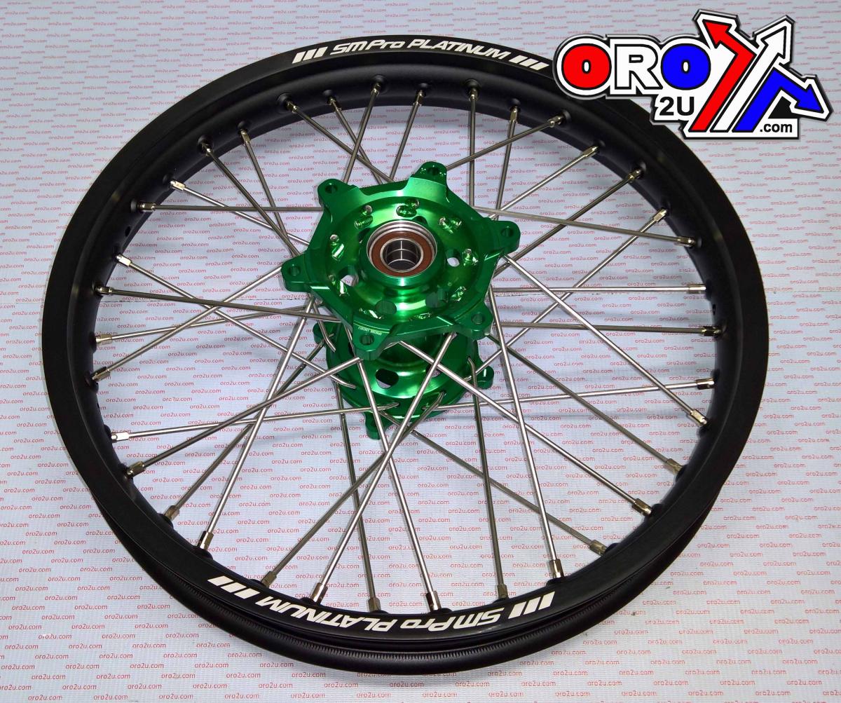 19x2.15 WHEEL KAW BK/GRN RACE, GLOSS RIM, MX-2021 BLACK GLOSS RIM / GREEN HUB, SP053.05.81.01.99