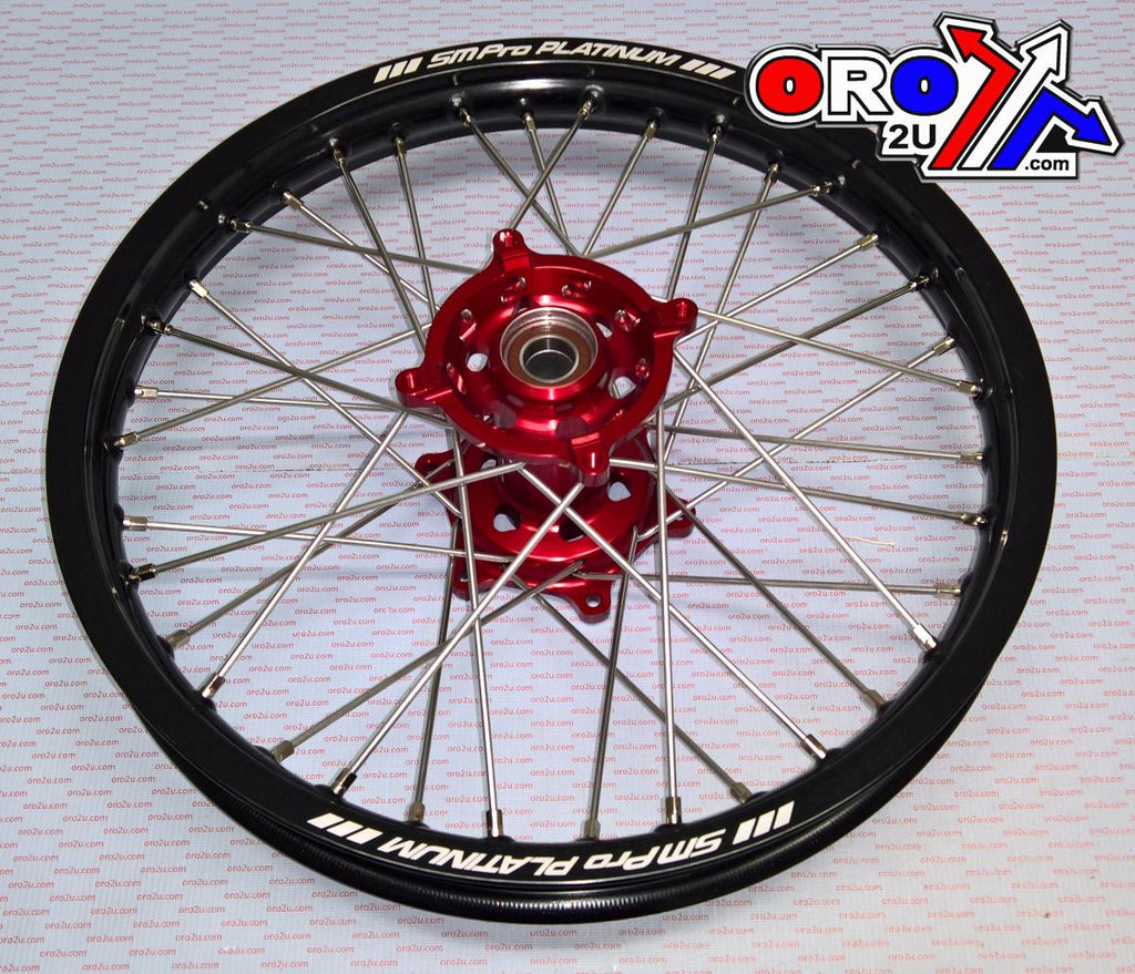 19x1.85 WHEEL RMZ 07-23 PLATINUM, MX-3011 GLOSS BLACK RIM, GLOSS RED HUB, SP063.03.82.01.99 GLOSS RIM