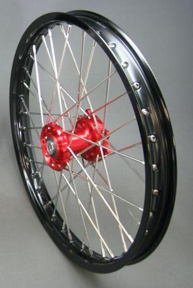 21x1.60 WHEEL HON BK/RD 02-14, BK RIM / RED HUB CROSS CENTRE, 53-1014132116012