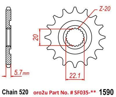 FRONT SPROCKET RENTHAL 492, YAMAHA/GAS GAS 492--520-14P, 492--520-14P