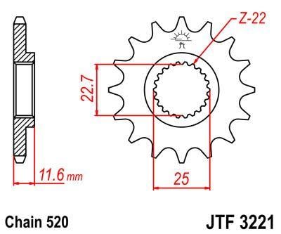 FRONT SPROCKET 11 [JTF3221.11] POLARIS, Polaris ATV 3221044