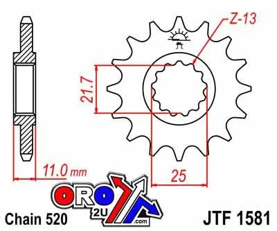 FRONT SPROCKET JTF1581.17 JT, 520 Chain Conversion