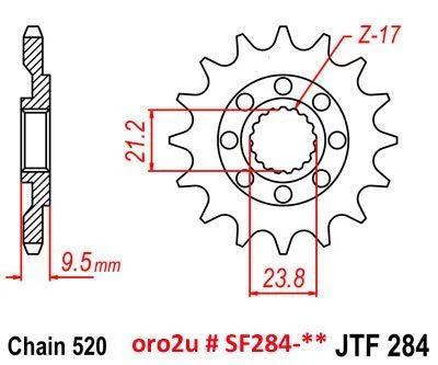 FRONT SPROCKET 284 RAPTOR LIGHT & SELF CLEANING 10B-ML4-13