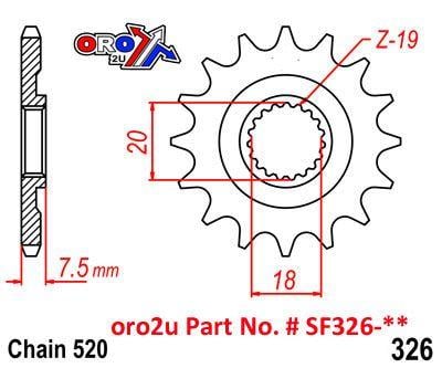 FRONT SPROCKET JTF326 [520], 23803-KZ4-B00