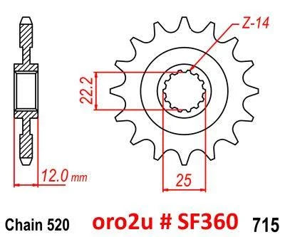 FRONT SPROCKET RENTHAL 360A, GAS GAS 360A-520-13P, 360A-520-13P