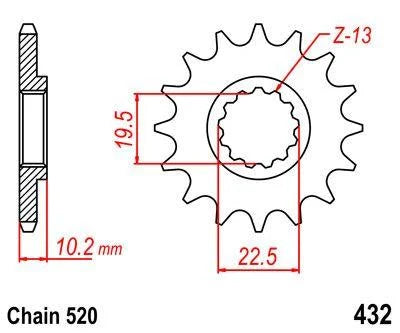 FRONT SPROCKET RENTHAL 255, SUZUKI 255--520-15P
