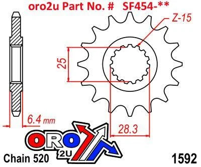 FRONT SPROCKET RENTHAL 454, YAMAHA 454--520-15P, 454--520-15P