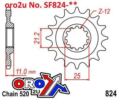 FRONT SPROCKET 824 RAPTOR LIGHT & SELF CLEANING 10B-HQ5-14