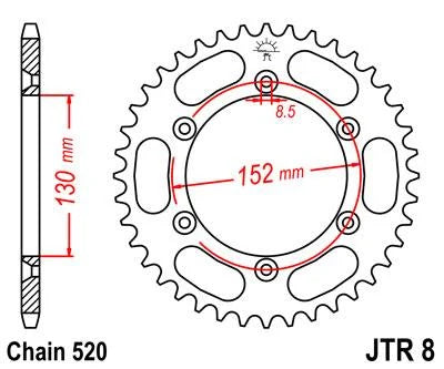 REAR SPROCKET JTR8.48JT 520