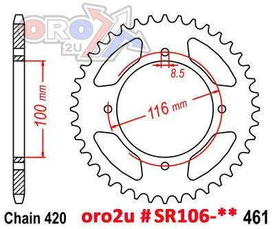 MINO REAR SPROCKET ALLOY BLK 4-HOLE, MINO 25-691-420-56 JTR461, JTA461