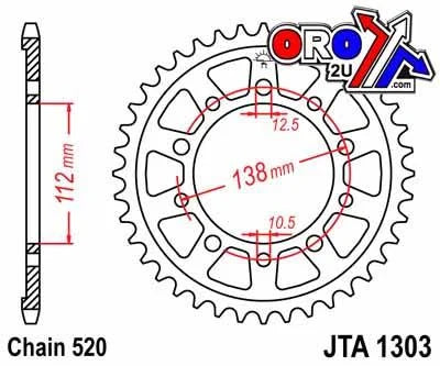 REAR SPROCKET ALLOY JTA1303.48 BLACK, HONDA ROAD CHAIN 520