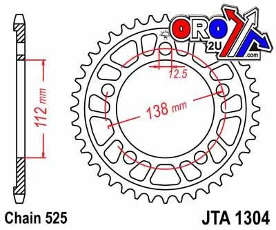 REAR SPROCKET ALLOY JTA1304.44, HONDA ROAD CHAIN 525