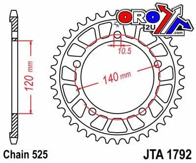REAR SPROCKET ALLOY JTA1792.42, Triumph, Suzuki, CHAIN 525