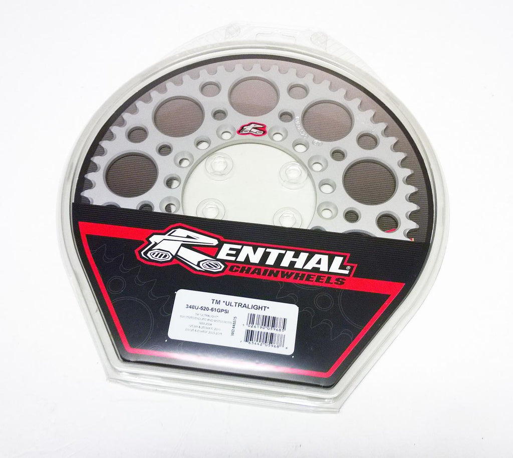 REAR SPROCKET ALLOY TM RACING 98-26 RENTHAL ULTRALITE 348U-520-51GPSI SILVER