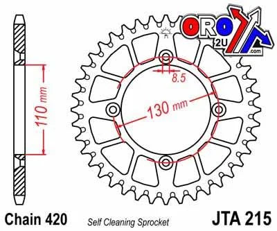 REAR SPROCKET ALLOY BLACK 215, JTA215.51BLK 7075-T6 Aluminium