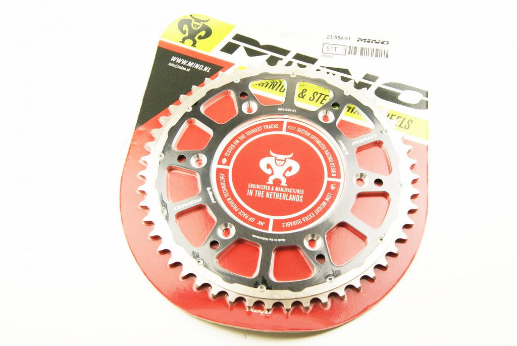 MINO REAR SPROCKET FUSION 2-RING, 23-554-51 BLACK STEEL/ALLOY