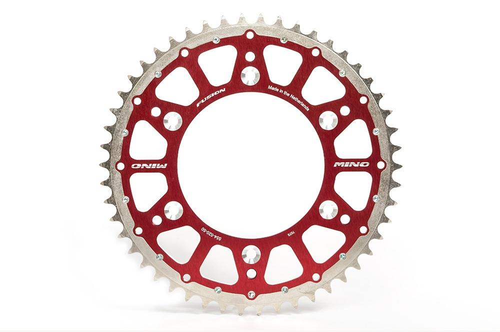MINO REAR SPROCKET FUSION 2-RING, 23-554-51 RED STEEL/ALLOY