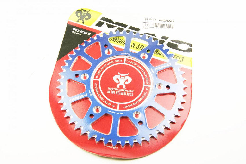 MINO REAR SPROCKET ALLOY BLUE, 25-554-51 BLUE