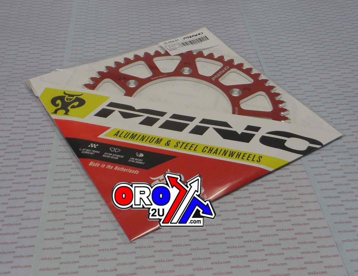 MINO REAR SPROCKET ALLOY RED, 25-554-51 RED