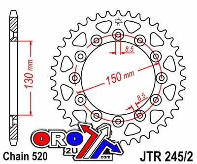 REAR SPROCKET STEEL JTR245/251 SILVER, DOUBLE DRILLED JTR245/2.39