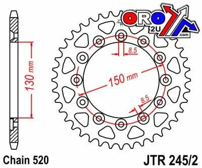 REAR SPROCKET STEEL JTR245/251, DOUBLE DRILLED JTR245/2.53