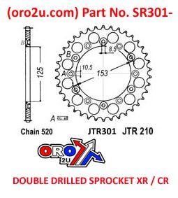 REAR SPROCKET STEEL 42 [JTR301/210.42] 520, DOUBLE DRILLED JTR301, JTR210
