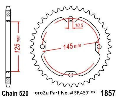 REAR SPROCKET RENTHAL YAM, ULTRALITE 437U-520-37GBSI SILVER, 437U-520-37GBSI