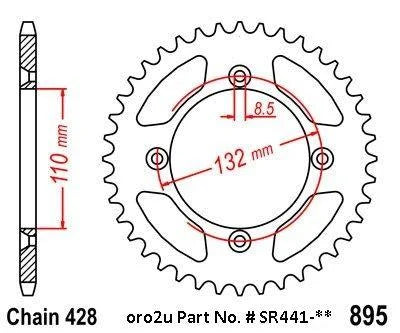 REAR SPROCKET ALLOY RENTHAL, ULTRALITE 441U-428-48GPSI SILVER, 441U-428-48GPSI