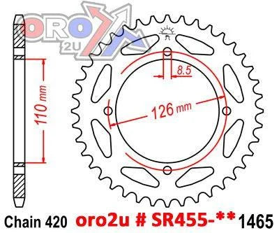MINO REAR SPROCKET ALLOY BLACK 1465, 25-660-420-45