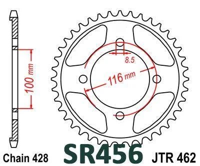 MINO REAR SPROCKET BLACK 462, 25-605-51 CHAIN 428 Conversion