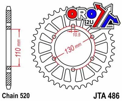 REAR SPROCKET ALLOY JTA486.52, HONDA ROAD JT