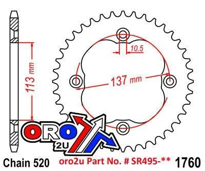 REAR SPROCKET STEEL DIRT 1760, PSYCHIC AT-176038