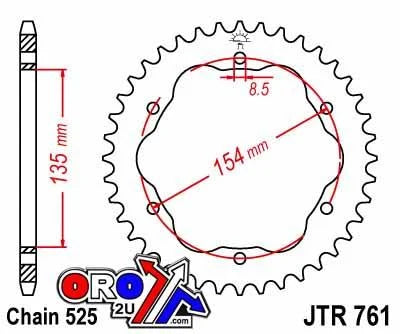 REAR SPROCKET STEEL JTR761.39, DUCATI ROAD CHAIN TYPE 525