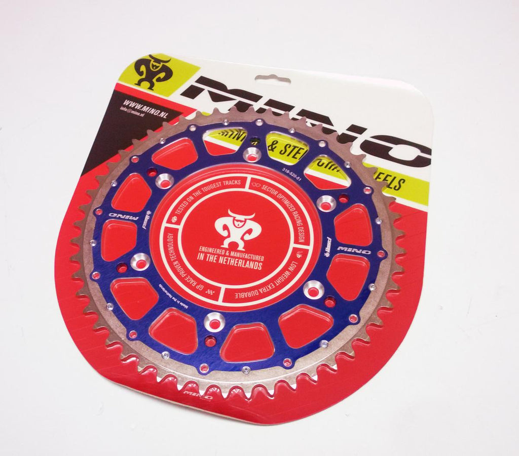 MINO REAR SPROCKET FUSION 2-RING, 23-316-520-51 BLUE STEEL/ALLOY