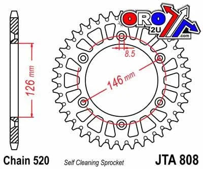 REAR SPROCKET ALLOY SILVER 808, JTA808.46