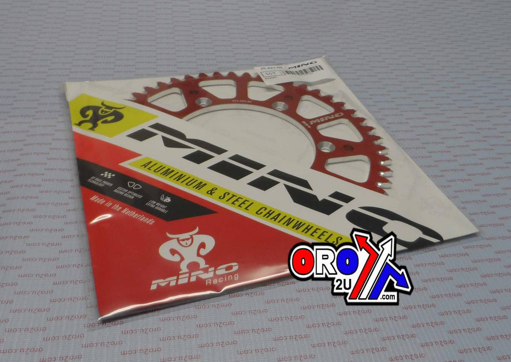 MINO REAR SPROCKET ALLOY RED, 25-423-520-50 RED