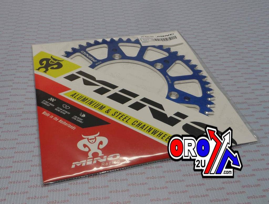 MINO REAR SPROCKET ALLOY BLUE, 25-423-520-52 BLUE JTR808