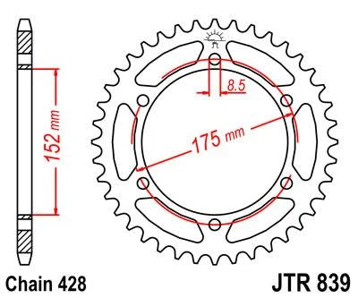 REAR SPROCKET JTR839.57 STEEL BLACK