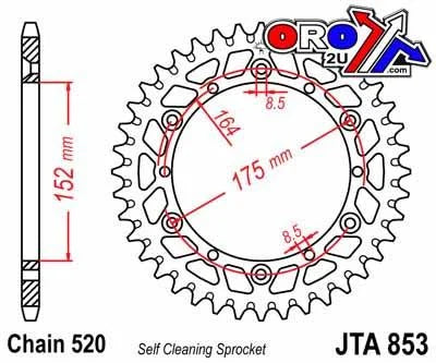 REAR SPROCKET ALLOY SILVER, JTA853.45 7075-T6 Aluminium